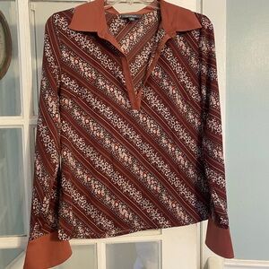 MODCLOTH Floral Patterned Women's Top - Red and White